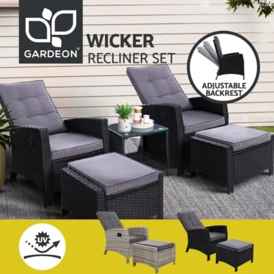 Gardeon Recliner Chairs Sun Lounge Outdoor Furniture Patio Setting Wicker Sofa - image 1 of 4