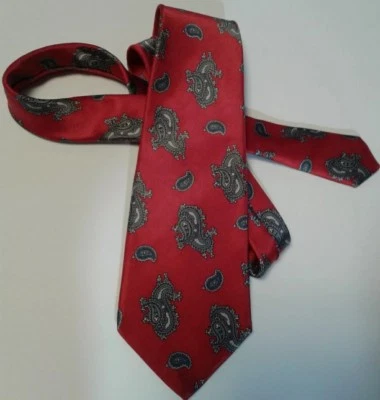 Corbata Don Loper Beverly Hills para hombre de seda rojo brillante gris azul cachemira  Foto 1 de 3