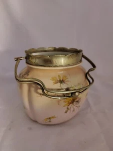 1882-1901 Late Victorian Royal Doulton China Biscuit Barrel No Lid Peach Floral - Picture 1 of 14