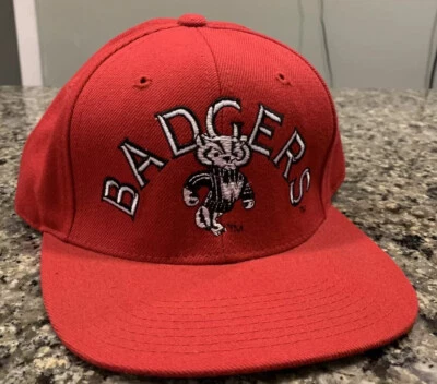 Wisconsin Badgers Hat Cap Stretch Fit 7 - 7 3/8 Sports Specialties Vintage 1990s - Image 1 of 4