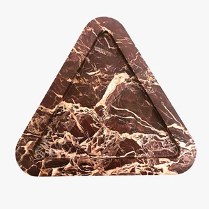 9 X 9 X 9 inch Decorative Triangle Cherry Stone Marble Serving Vanity JewelTray - Picture 1 of 6