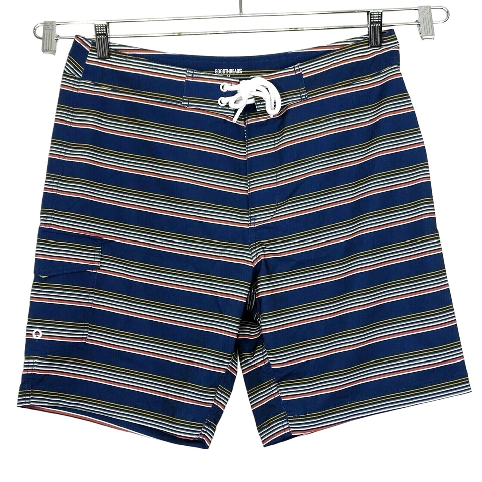 Goodthreads Men Blue Striped Swim Boardshorts 34