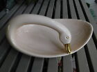 DECO VINTAGE ceramic SCULPTURE bowl plate peach pink tabl DECOR SWAN ITALY large