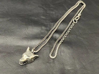 GUCCI Anger Forest Wolf Head Necklace Fashion Jewelry Accessories Silver 925 - Image 1 of 4