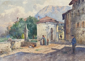 TORBOLE AM GARDASEE. Sign.: ARCHITEKT KLING 1920. Aquarell: 31x43,5 cm. - Bild 1 von 7