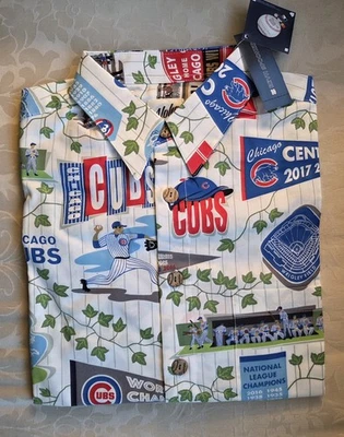 REYN SPOONER Chicago Cubs Aloha Small Hawaiian Button Down Men's Shirt New NWT  - Image 1 of 4