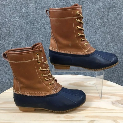 Khombu 靴子女式 6 M Letty Duck 系带踝上衣棕色蓝色皮革橡胶 — 第 1/4 张图片