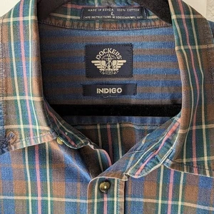 Dockers by Levi's Mens LS Button Down Shirt Size L Plaid Business Casual Comfort - Picture 1 of 7