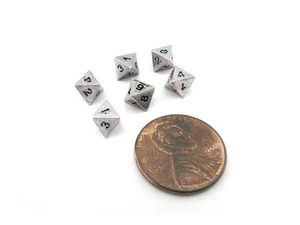 Micro Metal 5mm Silver Colored Chessex Dice, 6 Pieces - D8 - Picture 1 of 1