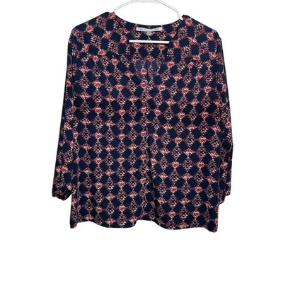 Blusa para mujer Collective Concepts grande cuello en V manga 3/4 estampado gráfico Foto 1 de 4