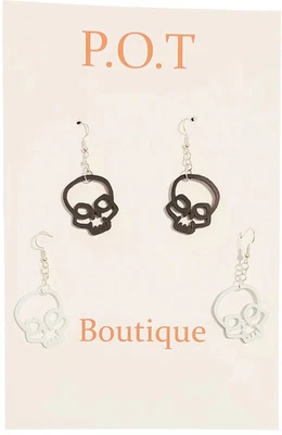 Skull Candy Dangle Earrings/Cosplay/Halloween/Rocker/Goth Girl/Kids/Teens/Adults - Imagem 1 de 4