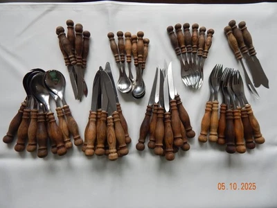 WMF Besteck "Burgund"  57 teilig Edelstahl mit Holzgriffen - Bild 1 von 4