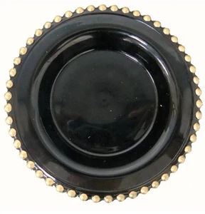 Allen + Roth Glass Plates Set of 8 Black Gold Beaded Rim 6” - Picture 1 of 5