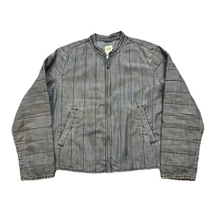 VTG GAP LIGHT BLUE QUILTED NANO PUFF DENIM COTTON JACKET ZIP UP SZ XL H6 - Picture 1 of 5