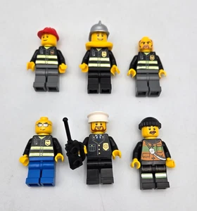 LEGO CITY Town Fire Firefighter Minifigure Lot x6 w/ Accessories - Picture 1 of 3