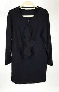 Women's Marithe + Francois Girbaud Black Long Sleeve Ruffle Shift Dress Size L - Picture 1 of 3