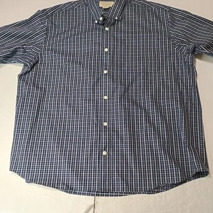 Duluth Trading Co. Shirt Wrinkle Fighter 2XL Relaxed Fit Blue Checked Short... - Picture 1 of 6