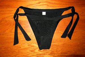M-L-XL ❤️ GREAT QUALITY ❤️ BOTTOM SWIM SUIT CHEEKY BIKINI TIE SIDE BLACK SOLID - Picture 1 of 4