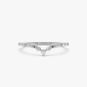 Alianza de boda de eternidad de diamantes de corte redondo natural de 0,17 quilates de oro blanco de 14 k - Imagen 1 de 3