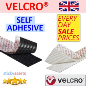 VELCRO® SELF ADHESIVE TAPE Hook and Loop Double-Sided Stick On Fastener Strips - Picture 1 of 16