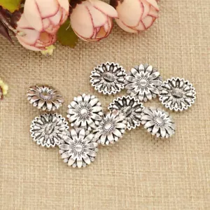10 Pcs Metal Shank Buttons Sunflower Carved Antique Clothing Sewing Craft DIY - Picture 1 of 5
