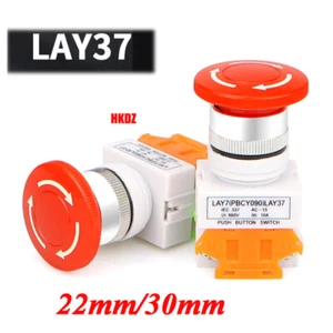 22/30mm Mushroom Head E-STOP Switch Latching Emergency Stop Push Button Control - Picture 1 of 12