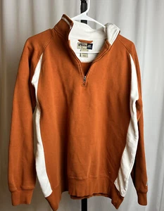 Sudadera Russell Team Issue Mediana Naranja Mustang Caballo Bordada 1/4 Cremallera - Imagen 1 de 14