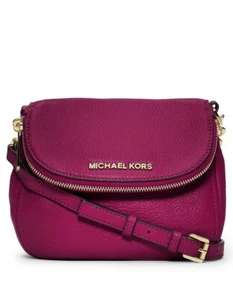 MICHAEL Michael Kors Bedford Small Leather Flap Crossbody in Deep Pink - Picture 1 of 3