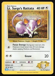 Lt. Surge's Rattata - CLB - 015/034 - Holo - Juego de Cartas Coleccionables Pokémon Clásico - Imagen 1 de 2