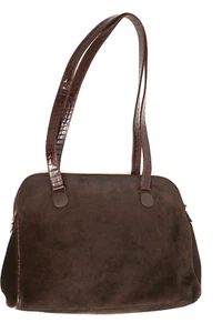 Versace Brown Leather Bag VJC Suede Chocolate Large Handbag Purse Excellent - Picture 1 of 18