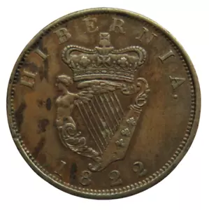 More details for 1822 king george iv ireland / hibernia one penny coin