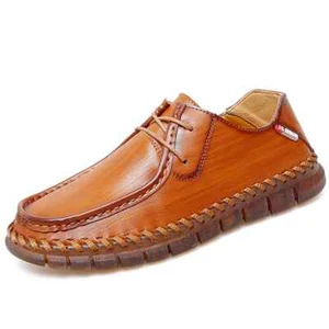 Male Leather Casual Shoes Handmade Classic Oxford Loafers Waterproof Sneakers - Picture 1 of 27
