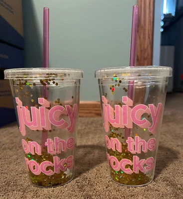 ¡2 vasos brillantes Juicy Couture! Brillo dorado "Juicy on the rocks" Foto 1 de 2