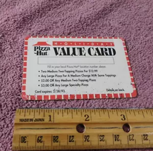 Pizza Hut Holiday Value Card Vintage 1993 Advertising - Picture 1 of 2