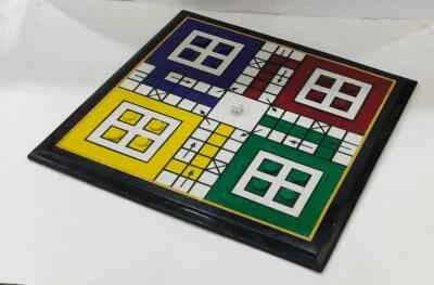Настольная игра Ludo инкрустация мраморным камнем 15x15 дюймов с камнем ludo / подарки для нее - Изображение 1 из 3