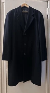 100% Cashmere Black Overcoat Size 44 - Picture 1 of 5