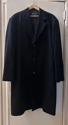 100% Cashmere Black Overcoat Size 44 - Image 1 of 4
