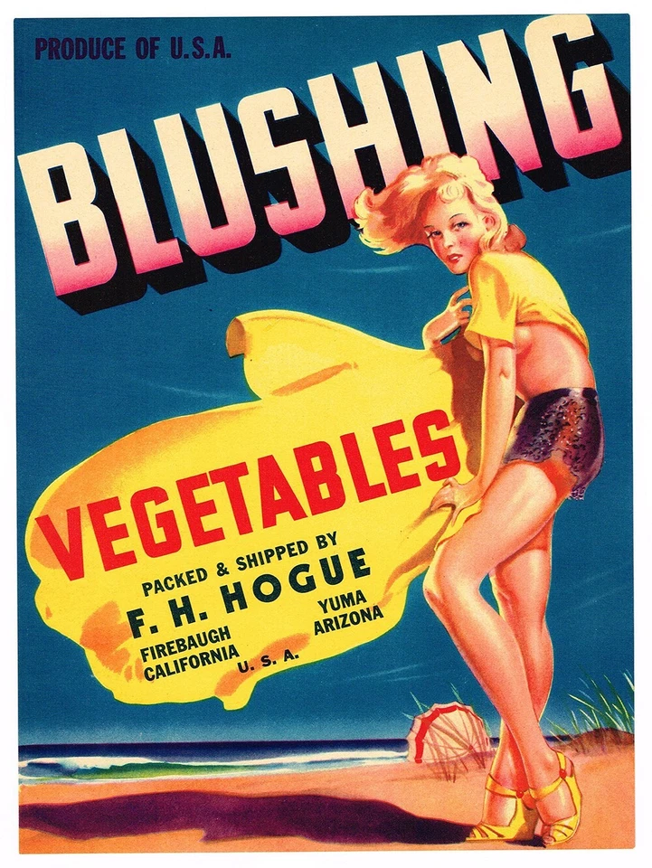 Vintage Blushing Vegetable Crate Label Reproduction Metal Sign FREE SHIPPING - Image 1 of 1
