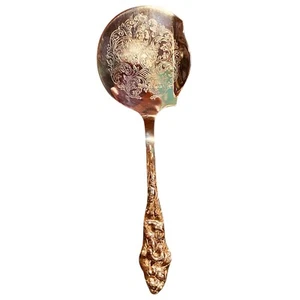 Vintage 10” Raimond Gold Tone Tomato Pastry Server Ornate Pierced Floral Handle - Picture 1 of 12
