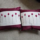 Cushion Set Of 2 New 16in Pink / Red Flowers Rose