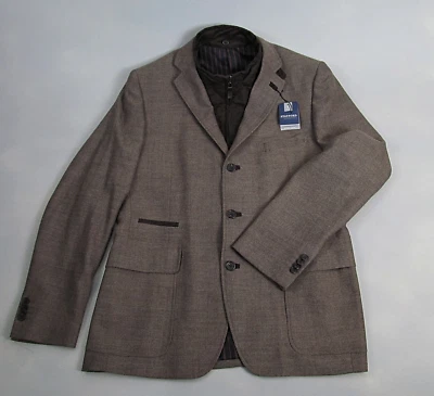 Stafford Sport Coat Mens 44L Slim Fit Wool Blend Brown Blazer Removable Bib NWT - Image 1 of 4