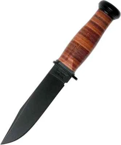 KA-BAR Mark I USN 2225 Fighting Utility Knife Army Brown Leather Handle w Sheath - Picture 1 of 7
