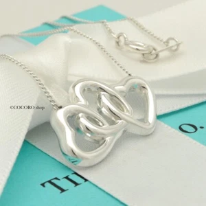 Tiffany & Co. Triple Open Heart Necklace Pendant 18.1" Silver 925 w/Pouch - Picture 1 of 12