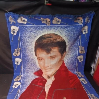 Tapiz Elvis Presley 100 % algodón 52"x35" colgante de pared decoración musical vintage Foto 1 de 4