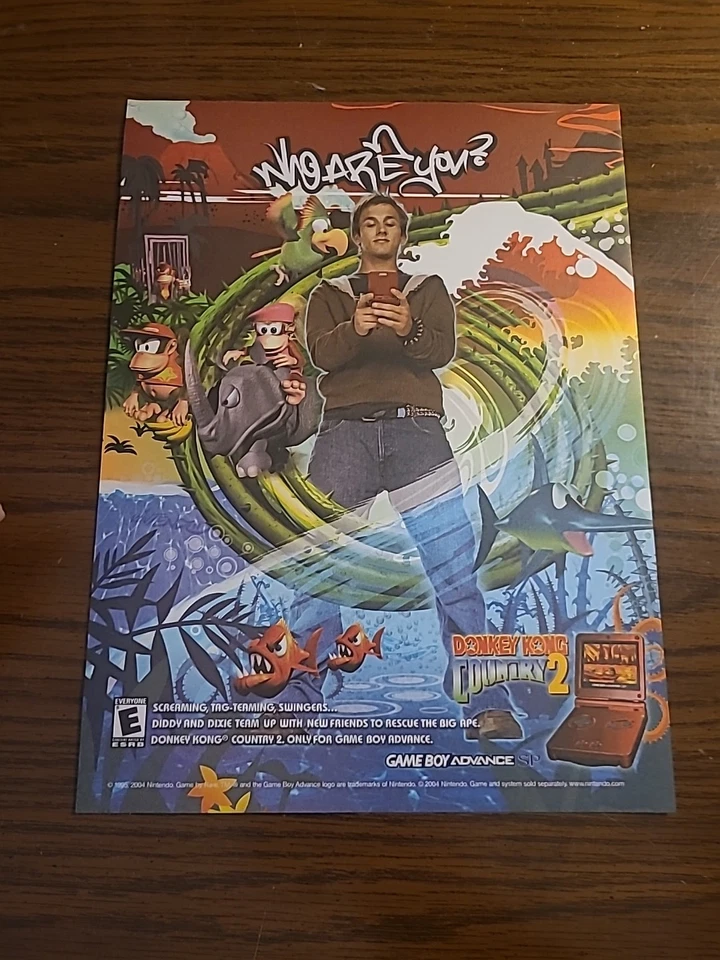Печатная реклама Donkey Kong Country 2 Gameboy Advance SP 2004 8x11 отлично подходит для рамки  - Изображение 1 из 1
