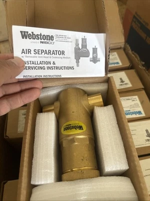 Webstone H-75004 1" Sweat Forged Brass Air Separator 10 GPM 150 PSI ~ Unused
