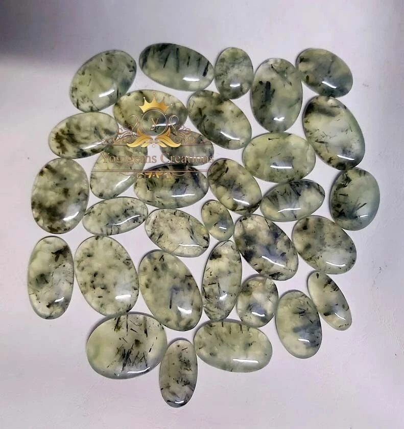 300 Ct Lot Natural Prehnite Cabochon For Jewelry Making Oval Cut Loose Gemstone - Image 1 of 2