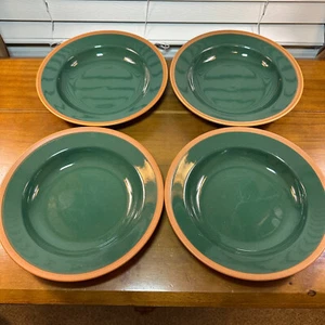 4 ciotole cassa e botte 8,5" Stafford bordo verde zuppa cereali terracotta - Foto 1 di 6