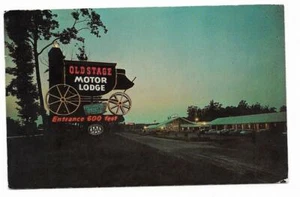 Postal vintage cromada Virginia Old Stage Motor Lodge Colonial Heights - Imagen 1 de 2