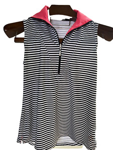 JOFIT Womens Green Pink Half Zip Sleeveless Stretch Golf Polo Shirt Size Small